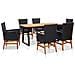 Set da Pranzo da Giardino 7 pz Nero in Polyrattan e Acacia - Foto miniatura 1