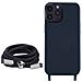Cover Semirigida Per Iphone 14 Pro Max Cordino Nylon Intrecciato 80 Cm Blu - Foto miniatura 2