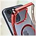 Cover Magsafe Per Iphone 15 Pro Max Silicone Bordo Cromato Rosso - Foto miniatura 3