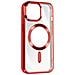 Cover Magsafe Per Iphone 15 Pro Max Silicone Bordo Cromato Rosso - Foto miniatura 4