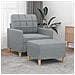Poltrona Con Poggiapiedi Grigio Chiaro 60 Cm In Tessuto - Foto miniatura 1