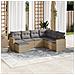 Set Divani Da Giardino 7 Pz Con Cuscini Beige In Polyrattan - Foto miniatura 1