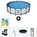 Piscina Fuori Terra - In Giro - 488x122 Cm - Grigio - Include Accessori Coordinati Cb33 - Foto miniatura 1