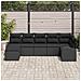 Set di divano da giardino 7 pezzi con cuscini in rattan sintetico nero - Foto miniatura 3