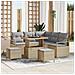 Set Divano Giardino con 8 Pezzi e Cuscini Beige in Rattan e Acacia, Divano Giardino 2 Posti con Cuscini Beige in Rattan, Set da Pranzo Giardino con 3 Pezzi e Cuscini Beige in Rattan e Acacia - Foto miniatura 2