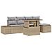 Set divano da giardino di 6 pezzi con cuscini beige in polyrattan - Foto miniatura 1