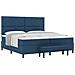 Letto con Box Spring e Materasso & Panchina Blu 200x200 cm Tessuto - Foto miniatura 1