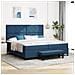 Letto con Box Spring e Materasso & Panchina Blu 200x200 cm Tessuto - Foto miniatura 2