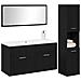 Set di mobili per bagno 3 pezzi rovere nero legno ingegnerizzato - Foto miniatura 3