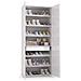 Armadio Multiuso A 1 Anta Con Specchio, 100% Made In Italy, Mobile Portascarpe Con 1 Cassetto E 6 Ripiani Interni, Scarpiera Moderna, Cm 72x37h195, Colore Cemento E Bianco - Foto miniatura 3