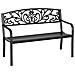 Panchina da Giardino in Metallo con Schienale Decorato, 127x60x87cm - Nero - Foto miniatura 1