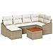 Set divani giardino 7 pezzi con cuscini beige in polyrattan e acacia - Foto miniatura 1