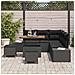 Set Divano da Giardino 8 Pezzi con Cuscini Rattan Nero Acacia, Divano da Giardino a 2 Posti con Cuscini Rattan Nero, Set da Pranzo da Giardino 3 Pezzi con Cuscini Rattan Nero Acacia - Foto miniatura 3