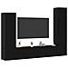 Set Armadi TV 4 Pezzi Montato a Muro Rovere Nero Legno Ingegnerizzato Gestione Prodotti - Foto miniatura 3