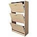 Scarpiera 3 Ante Ripiani Porta Scarpe Doppia Profondita Legno 63x24x115 Quercia - Foto miniatura 5