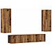 Mobili Tv A Parete 4 Pz Legno Antico In Legno Multistrato - Foto miniatura 2
