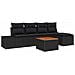 Set di 6 Pezzi Divano Giardino con Cuscini Rattan Polietilene Nero Acacia - Foto miniatura 1