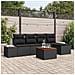 Set di 6 Pezzi Divano Giardino con Cuscini Rattan Polietilene Nero Acacia - Foto miniatura 2