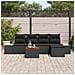 Set di 6 Pezzi Divano Giardino con Cuscini Rattan Polietilene Nero Acacia - Foto miniatura 3