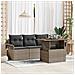Set di Divani da Giardino 5 Pezzi con Cuscini Grigio in Polyrattan e Acacia - Foto miniatura 2