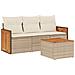Set Divano da Giardino 4 pz con Cuscini Beige in Polyrattan - Foto miniatura 1