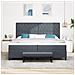 Letto a Molle con Materasso e Panca Grigio Scuro 200x200 cm in Velluto - Foto miniatura 5