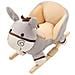 Asino a Dondolo con Schienale in Peluche 60x32x55 cm Grigio - Foto miniatura 5