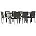 Set Da Pranzo Da Giardino 9 Pz Con Cuscini Nero In Polyrattan - Foto miniatura 3