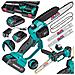 Motosega A Batteria Da 8 Pollici Con Sistema Di Lubrificazione Della Catena 2x Batteria Li-ion 21v 3.0ah Motore Brushless, Mini Motosega Elettrica, Motosega Monomanuale Per Giardino - Foto miniatura 1