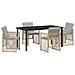 Set da pranzo da giardino con cuscini beige in polyrattan  5 pezzi, Tavolo da giardino nero 160x80x73 cm in vetro temperato - Foto miniatura 1