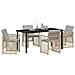 Set da pranzo da giardino con cuscini beige in polyrattan  5 pezzi, Tavolo da giardino nero 160x80x73 cm in vetro temperato - Foto miniatura 3