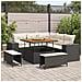 Set Divano da Giardino 8 Pezzi con Cuscini Rattan Nero Acacia, Set da Pranzo da Giardino 3 Pezzi con Cuscini Rattan Nero Acacia - Foto miniatura 2