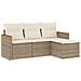 Set Divano da Giardino 4 pz con Cuscini Beige in Polyrattan - Foto miniatura 1