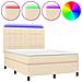 Letto a Molle con Materasso e LED Crema 140x200 cm in Tessuto - Foto miniatura 1