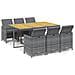Set da Pranzo da Giardino 7 pz con Cuscini in Polyrattan Grigio - Foto miniatura 1