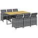 Set da Pranzo da Giardino 7 pz con Cuscini in Polyrattan Grigio - Foto miniatura 3