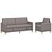Set di Divani con Storage 2 pcs Tortora Poliestere - Foto miniatura 1