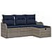 Set Divano da Giardino 4 pz 3-Numero di posti Grigio e Blu Navy - Foto miniatura 1