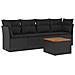 Set Divani da Giardino 5 pz con Cuscini in Polyrattan Nero - Foto miniatura 1