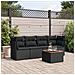 Set Divani da Giardino 5 pz con Cuscini in Polyrattan Nero - Foto miniatura 5