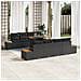 Set da Pranzo da Giardino in 9 Pezzi con Cuscini Nero Rattan Polimero Acacia - Foto miniatura 2