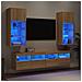 Mobili TV a Muro con LED 5pz Rovere Sonoma Legno Multistrato - Foto miniatura 2
