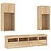 Mobili TV a Muro con LED 5pz Rovere Sonoma Legno Multistrato - Foto miniatura 3