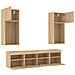 Mobili TV a Muro con LED 5pz Rovere Sonoma Legno Multistrato - Foto miniatura 7