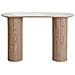 Consolle Athens Piano In Ceramica Bianca E Base In Legno Scanalato 120x40x78 Cm - Foto miniatura 1