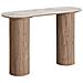 Consolle Athens Piano In Ceramica Bianca E Base In Legno Scanalato 120x40x78 Cm - Foto miniatura 2