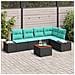 Set Divano da Giardino 6 pz Nero e Turchese polyrattan - Foto miniatura 4
