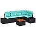 Set Divano da Giardino 6 pz Nero e Turchese polyrattan - Foto miniatura 1