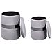 Set Di 2 Pouf Contenitore Doris Velluto Grigio Chiaro - Foto miniatura 4