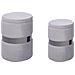 Set Di 2 Pouf Contenitore Doris Velluto Grigio Chiaro - Foto miniatura 8